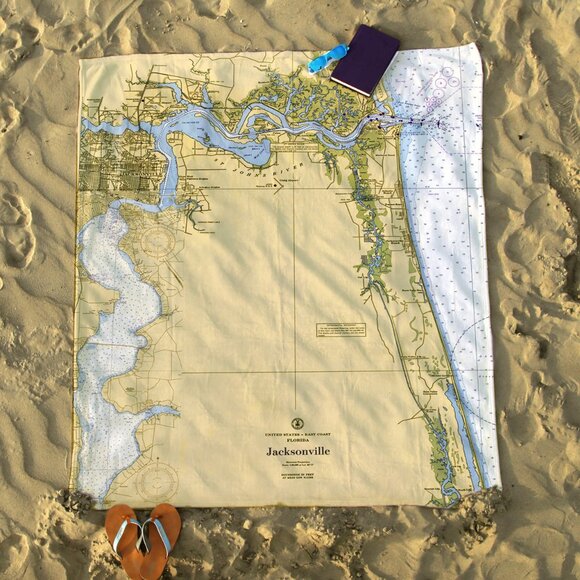 NEW without TAGS Plush Jacksonville, FL (Florida) Vintage Map Blanket - Picture 2 of 12